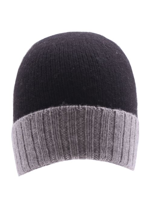 two-tone cashmere hat BOYLE | 198B25 GRIS1-NERO